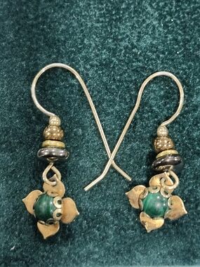Holly yashi Petite Gold Fill Flower Dangle Earrings With Malachite